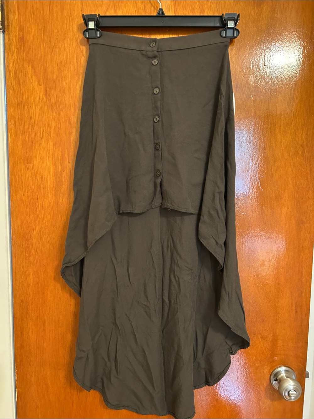 High-Low Button Front Skirt